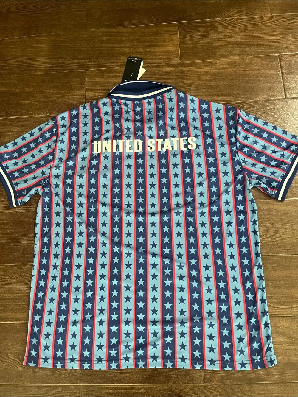 Umbro Men’s USA Star Stripe Polo Shirt - Blue / Light Blue / Red - Picture 2 of 5